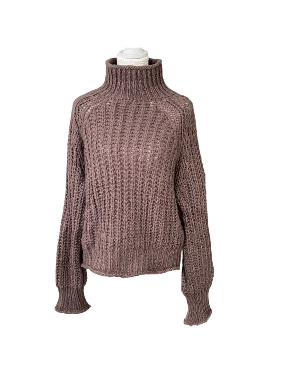 Wooden Ships Tara Rails Chunky Loose Knit Turtleneck Sweater Mohair Wool M/L